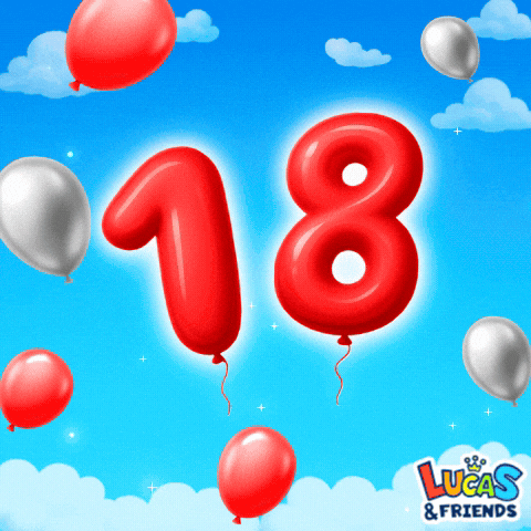 Turning 18 Happy Birthday GIF by Lucas and Friends by RV AppStudios
