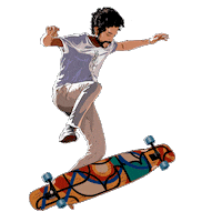 Yujin_Drawing dancing france skate longboard Sticker
