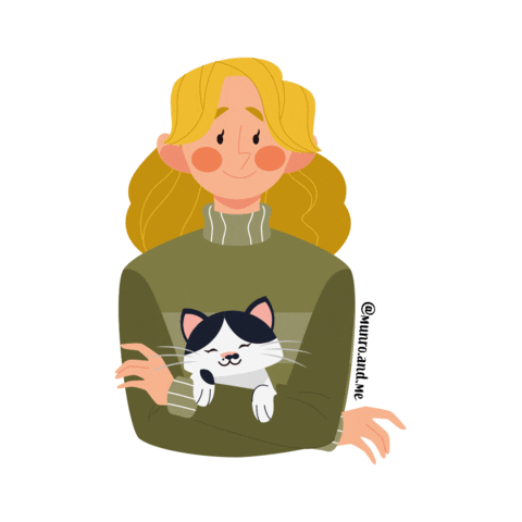 munronme cat green black and white hug Sticker