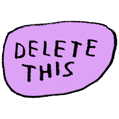delete talking is hard Sticker by Adam J. Kurtz