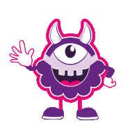 LouriBike happy pink wave monster Sticker