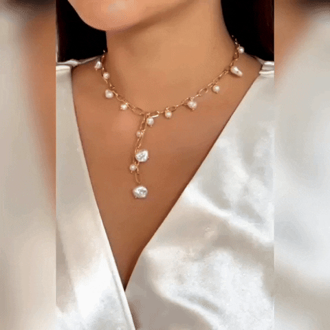 GIF colar feminino com pérolas