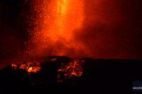 Mount Etna Shoots Lava Into Sicilian Night Sky