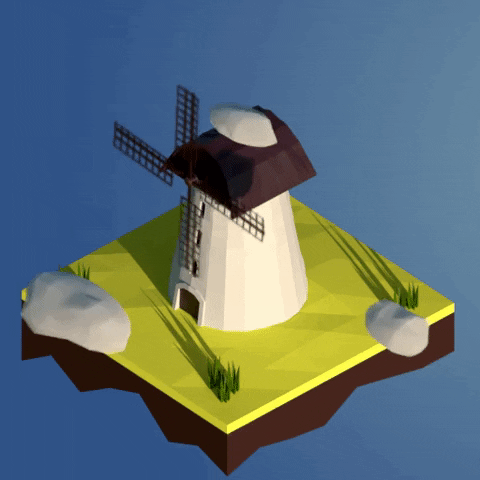 mathix giphygifmaker windmill lowpoly blender GIF