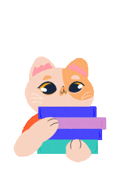 Cat Book Sticker by Poupoutte