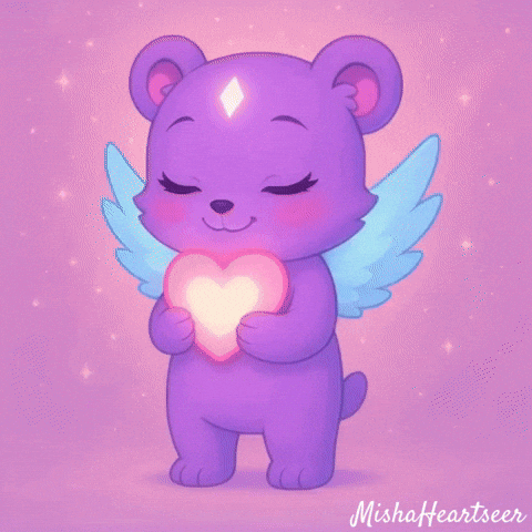 MishaHeartseer heart cartoon bear glow GIF