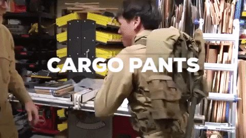 lerubasics giphygifmaker fashion history cargo pants military style GIF