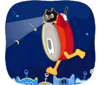 Kuroro_official cat car space running GIF