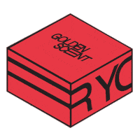 GoldenScent typography shop colors box Sticker