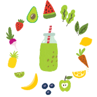 Commit30 orange apple banana lemon Sticker