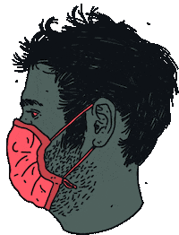 ATECREW illustration face mask covid Sticker