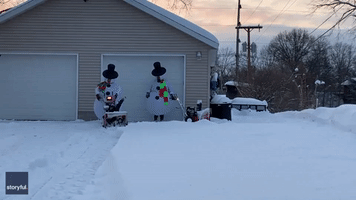 Neighbors Dress the Part as They Clear Snow