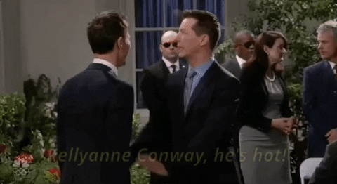 jack mcfarland kellyanne conway hes hot GIF by Will & Grace