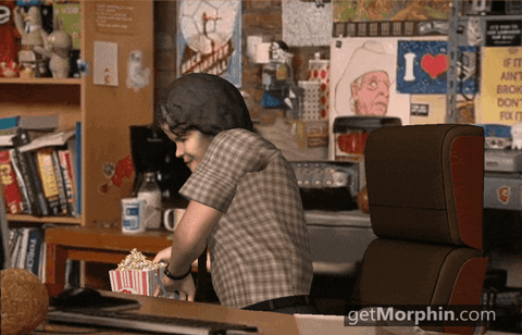 morphin giphyupload drink office popcorn GIF
