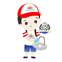 liburananak stay at home wash your hands di rumah aja cuci tangan Sticker