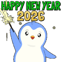 Happy New Year Penguin Sticker by Pudgy Penguins