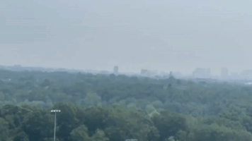 Boston Skyline Shrouded by Canada Wildfire Smoke
