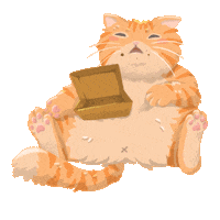 Tired Fat Cat Sticker