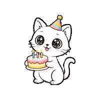 Happy Birthday Cat Sticker