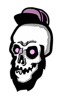 Skull Beard Sticker by Magnus Snickars