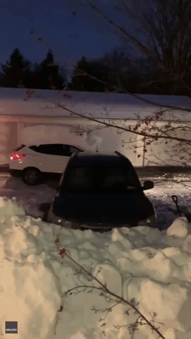 Enthusiastic Mother Commentates Daughter's Inventive Snow Removal Technique