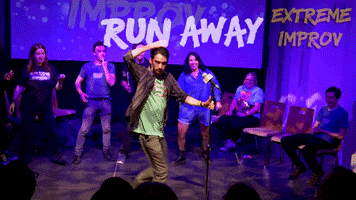 Run Away GIF by Extreme Improv