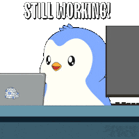 Work Still Working Sticker by Pudgy Penguins