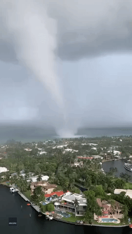 Powerful Waterspout Approaches South Florida Shore