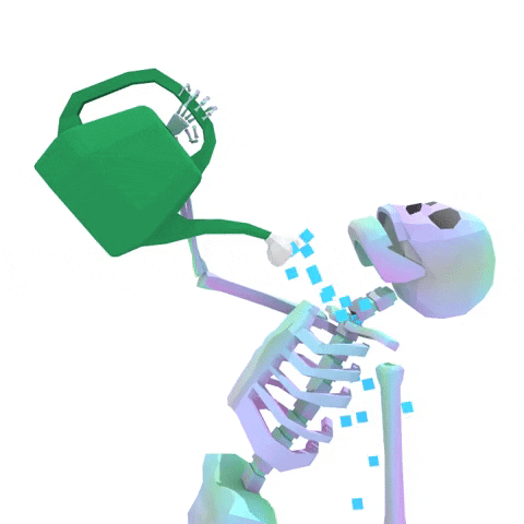 Skeleton Watering Can GIF by jjjjjohn