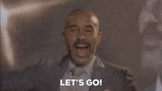 Sports gif. Jon Anik, a commentator for UFC, points at us and yells energetically, "Let's go!"
