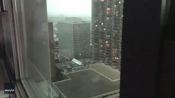 Roof Blows Off Chicago Building in Powerful Wind Storm