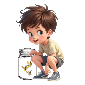 Boys Girls Fireflies Sticker