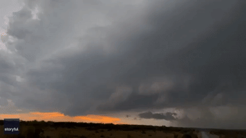 Lightning Illuminates Dark Clouds as Severe Storms Move Through Texas