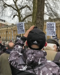 Protesters Chant Against Possible Airstrikes in Syria Outside Downing Street