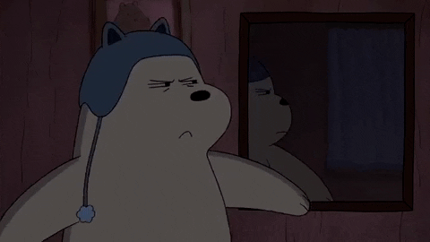giphygifmaker scared mirror we bare bears ice bear GIF