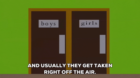 bathroom doors talking GIF by South Park 