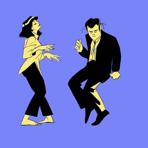deepanjandutta giphygifmaker pulp fiction vincent vega mia wallace GIF