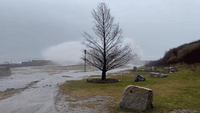 Winds Blow Crashing Waves in Coastal Maine