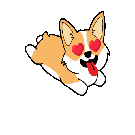 petiquepets giphygifmaker corgi cute dog heart eyes Sticker