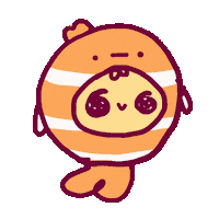 Orange Fish Sticker by 0-0