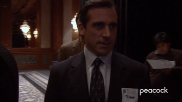 Michael and Dwight Enter Convention Hall