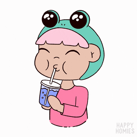 HappyHomies reaction happy kawaii drink GIF