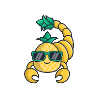 five_pineapples happy sunglasses silly zodiac Sticker