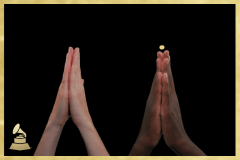 Video gif. Two pairs of hands clap and sound waves shoot off from their hands.