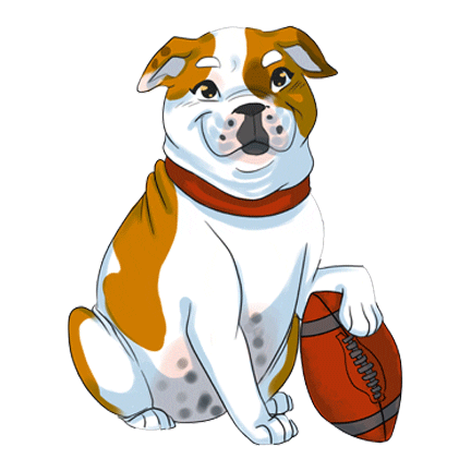 Football Bulldog Sticker by Addie - University of Redlands Mascot