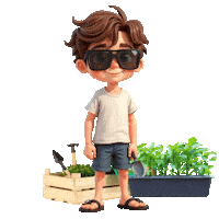 Boys Girls Gardening Sticker