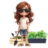 Boys Girls Gardening Sticker