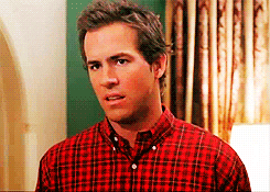 Movie gif. Wearing a red flannel shirt, Ryan Reynolds rolls his eyes and tilts his head back as if to say "come on, really?"
