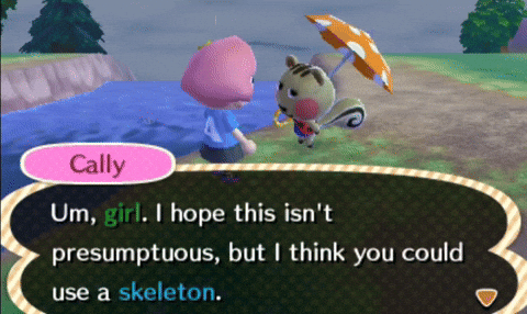 ShoujoGamer skeleton animal crossing new leaf 3ds GIF