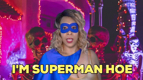 ComedianHollyLogan giphygifmaker halloween mask superhero GIF
